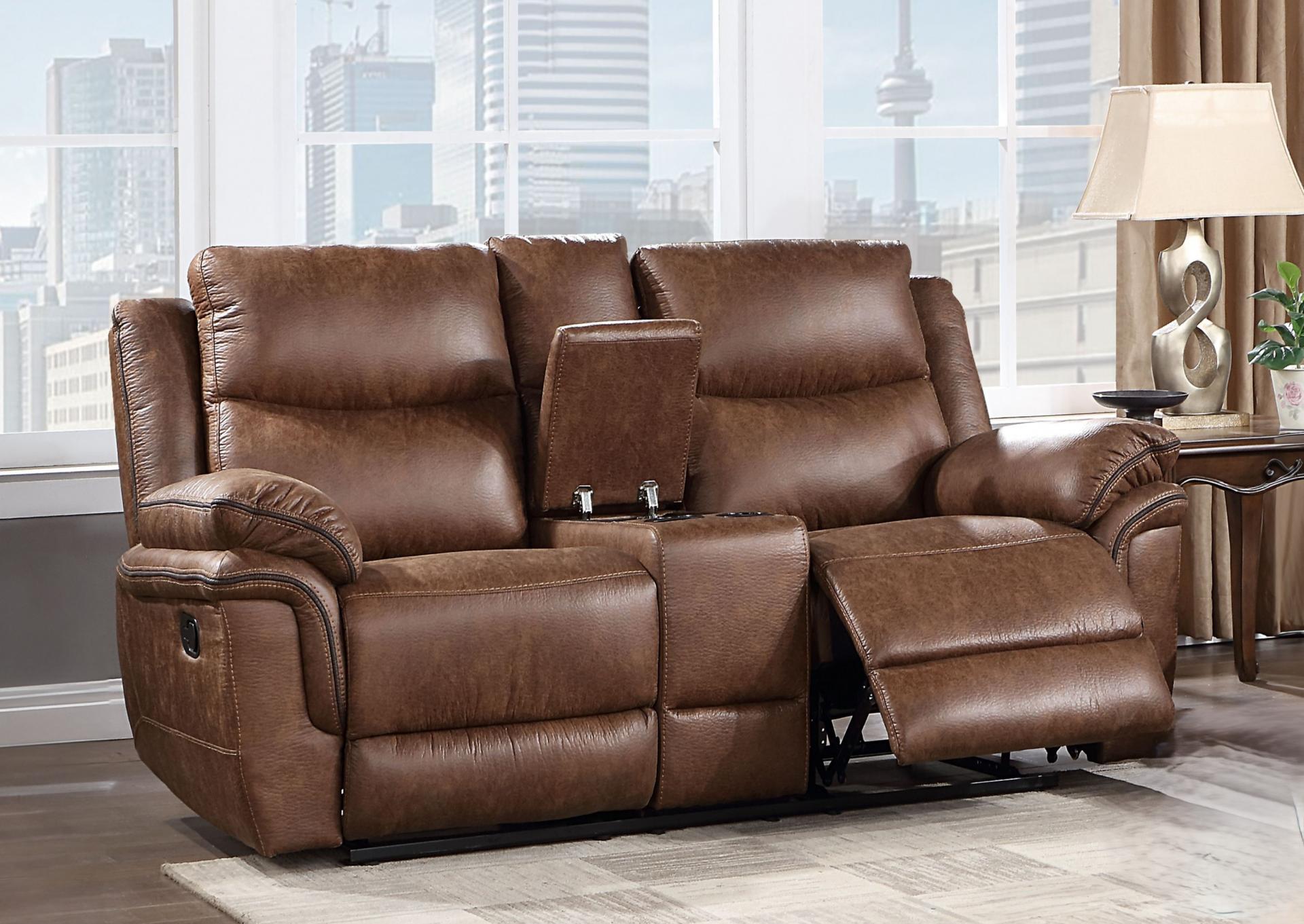 Brown Dual Reclining Sofa and Love seat